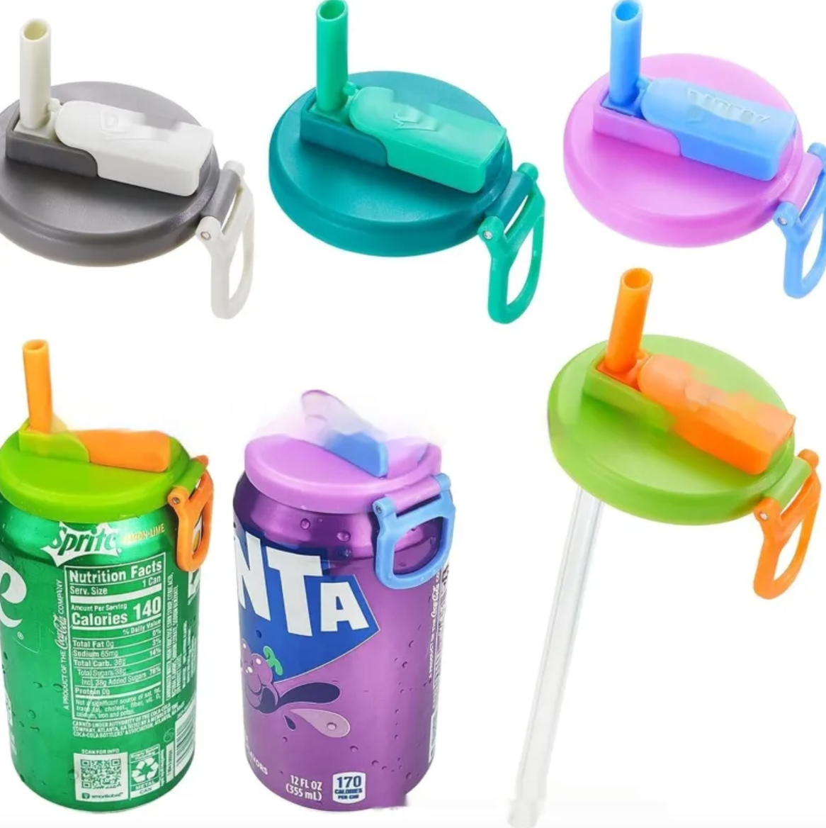 Soda Can Lid with Straw