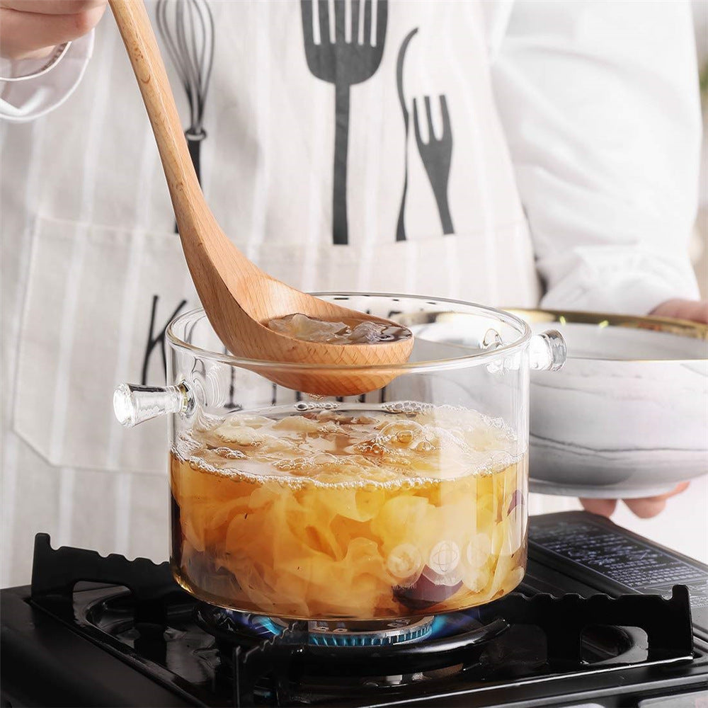 Transparent Double Ear Glass Cooking Pot